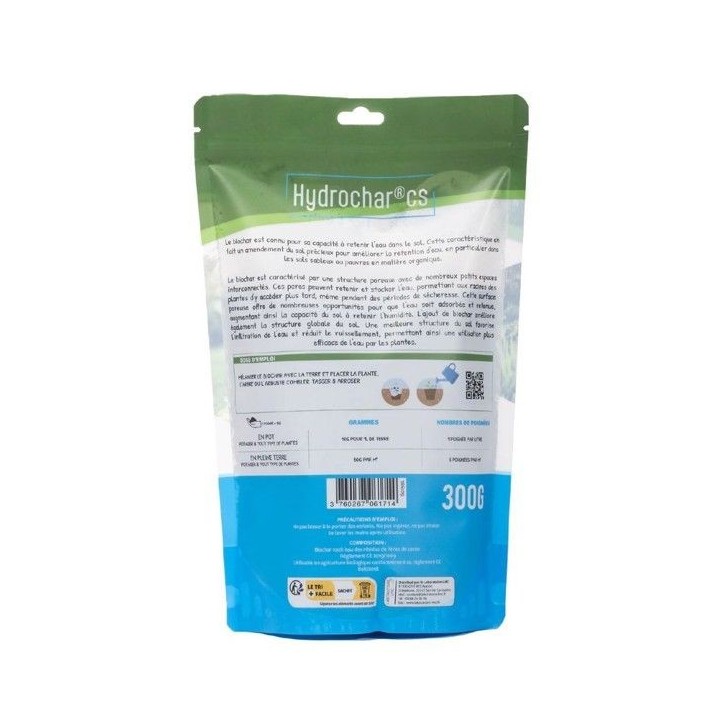 Rétenteur d'eau Hydrochar CS - TERRA NOSTRA - 162334 - Economie d'eau pour plantes - Sachet 300g Rétenteur d'eau Hydrochar CS - TERRA NOSTRA - 162334 - Economie d'eau pour plantes - Sachet 300g