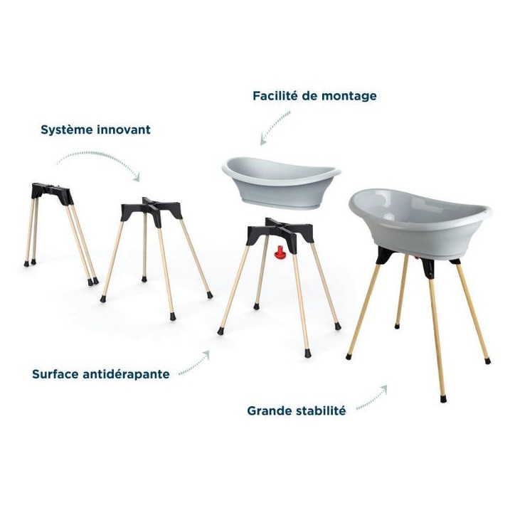 THERMOBABY Pack baignoire VASCO 5 en 1 Gris charme - Fabriqué en France THERMOBABY Pack baignoire VASCO 5 en 1 Gris charme - Fabriqué en France
