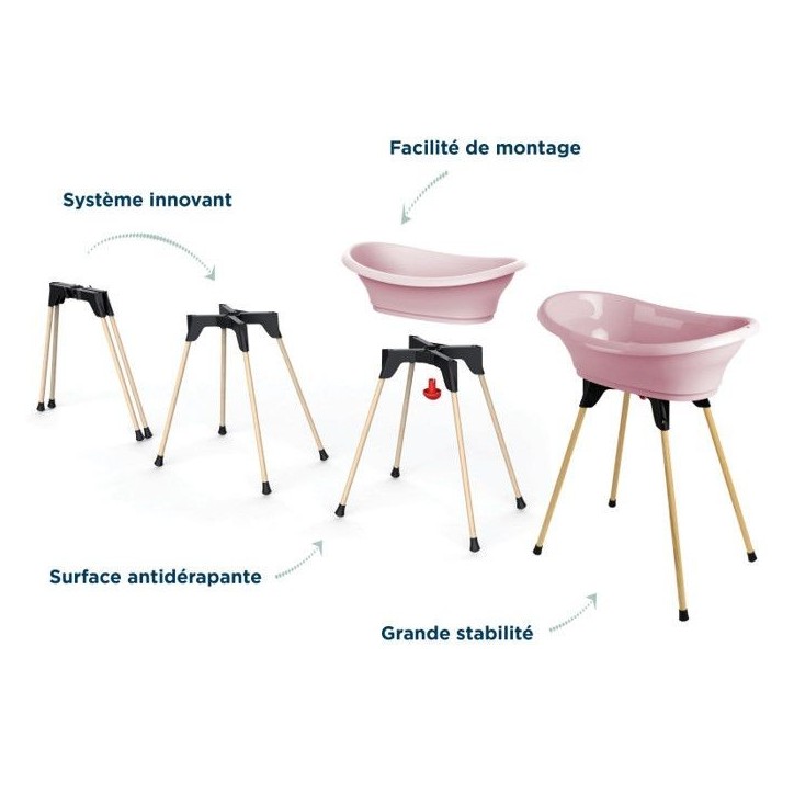 Pack baignoire THERMOBABY VASCO 5 en 1 Rose poudre - Fabriqué en France Pack baignoire THERMOBABY VASCO 5 en 1 Rose poudre - Fabriqué en France
