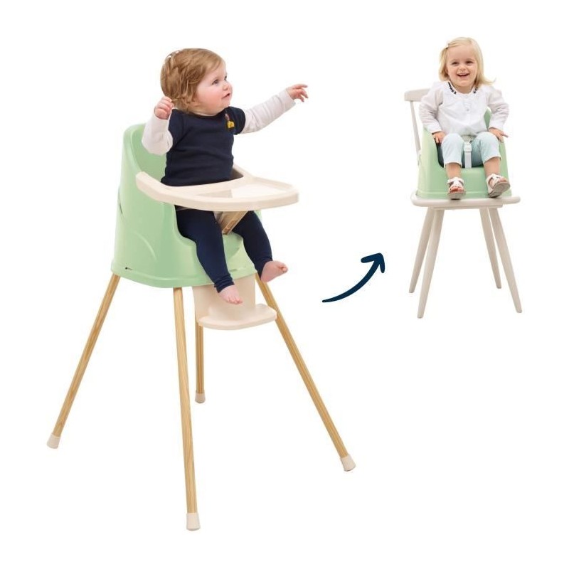 Chaise haute évolutive YOUPLA Thermobaby - Vert céladon - Fabriquée Chaise haute évolutive YOUPLA Thermobaby - Vert céladon - Fabriquée