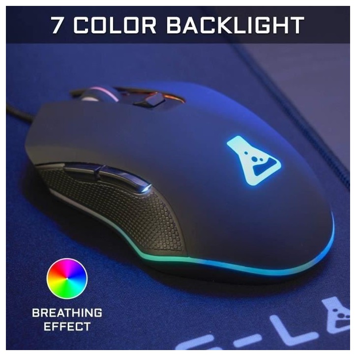Souris Gamer Filaire - The G-Lab - KULT HELIUM - RGB - 6400 DPI - 6 Boutons - Noir