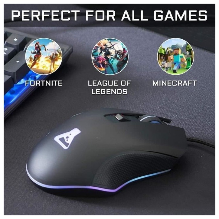 Souris Gamer Filaire - The G-Lab - KULT HELIUM - RGB - 6400 DPI - 6 Boutons - Noir