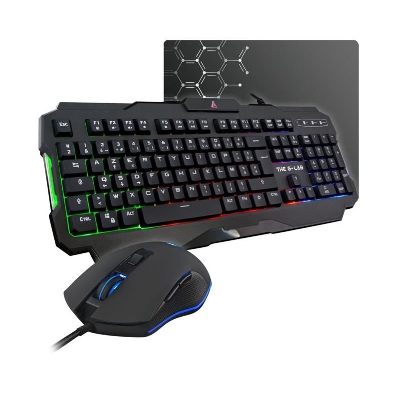 Pack Gamer 3 en 1 - The G-Lab - COMBO HELIUM - Souris Filaire - Clavie Pack Gamer 3 en 1 - The G-Lab - COMBO HELIUM - Souris Filaire - Clavie