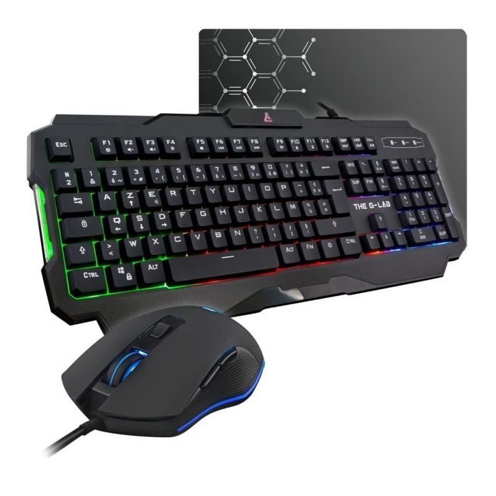 Pack Gamer 3 en 1 - The G-Lab - COMBO HELIUM - Souris Filaire - Clavier Filaire - Tapis de Souris Pack Gamer 3 en 1 - The G-Lab - COMBO HELIUM - Souris Filaire - Clavier Filaire - Tapis de Souris