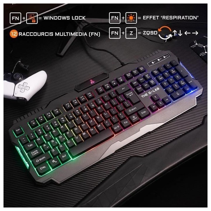 Pack Gamer 3 en 1 - The G-Lab - COMBO HELIUM - Souris Filaire - Clavier Filaire - Tapis de Souris Pack Gamer 3 en 1 - The G-Lab - COMBO HELIUM - Souris Filaire - Clavier Filaire - Tapis de Souris