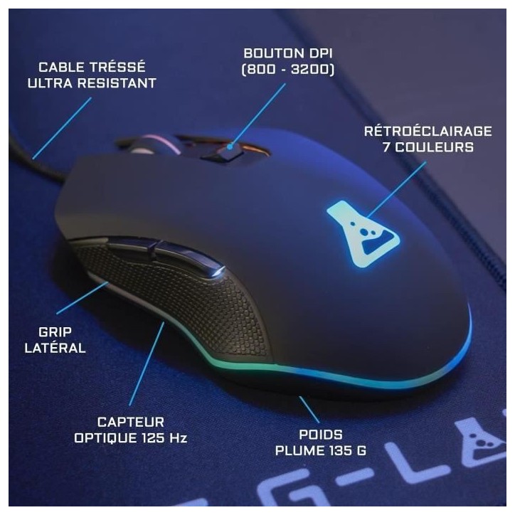 Pack Gamer 3 en 1 - The G-Lab - COMBO HELIUM - Souris Filaire - Clavier Filaire - Tapis de Souris Pack Gamer 3 en 1 - The G-Lab - COMBO HELIUM - Souris Filaire - Clavier Filaire - Tapis de Souris
