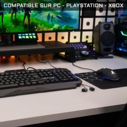 Pack Gamer 3 en 1 - The G-Lab - COMBO HELIUM - Souris Filaire - Clavie