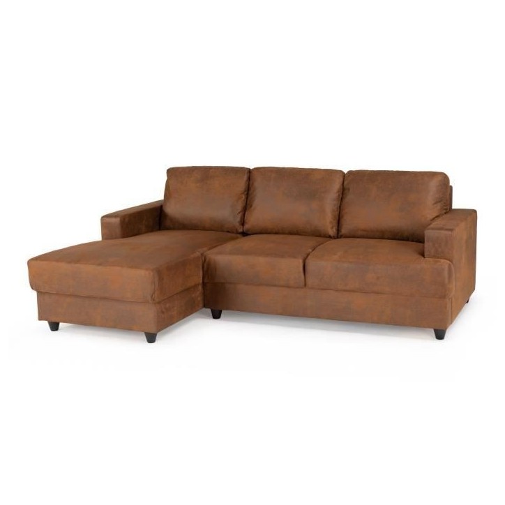 PAUL Canapé d'angle gauche 4 places - Tissu Marron vintage - Contemporain - L 215 x P 140 cm - Fabriqué en Ukraine PAUL Canapé d'angle gauche 4 places - Tissu Marron vintage - Contemporain - L 215 x P 140 cm - Fabriqué en Ukraine