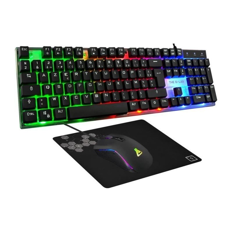 Pack Gamer 4 en 1 - The G-Lab - COMBO YTTRIUM - Souris Filaire - Clavi