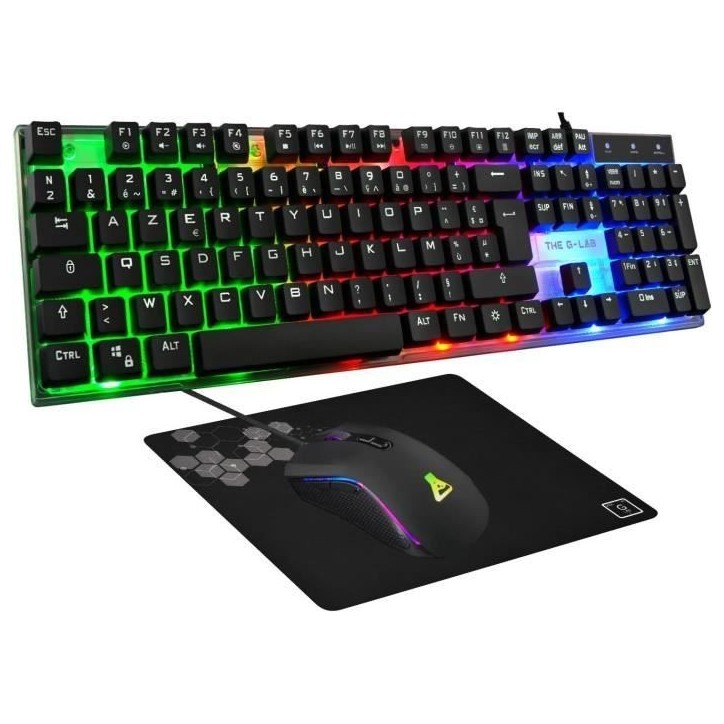 Pack Gamer 4 en 1 - The G-Lab - COMBO YTTRIUM - Souris Filaire - Clavier Filaire - Tapis de Souris Pack Gamer 4 en 1 - The G-Lab - COMBO YTTRIUM - Souris Filaire - Clavier Filaire - Tapis de Souris