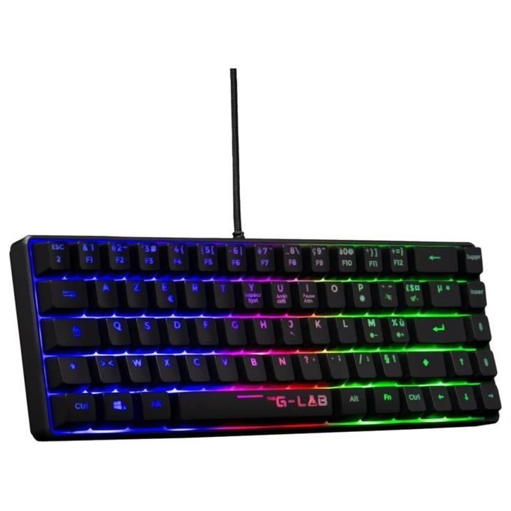 Clavier Gamer - The G-Lab - KEYZ HYDROGEN - 60% Format Compact - Rétroéclairé - Filaire - Noir