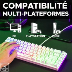Clavier Gamer - The G-Lab - KEYZ HYDROGEN - 60% Format Compact - Rétr