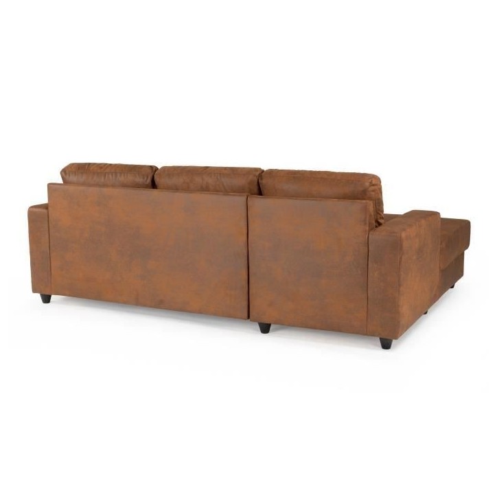 PAUL Canapé d'angle gauche 4 places - Tissu Marron vintage - Contemporain - L 215 x P 140 cm - Fabriqué en Ukraine PAUL Canapé d'angle gauche 4 places - Tissu Marron vintage - Contemporain - L 215 x P 140 cm - Fabriqué en Ukraine