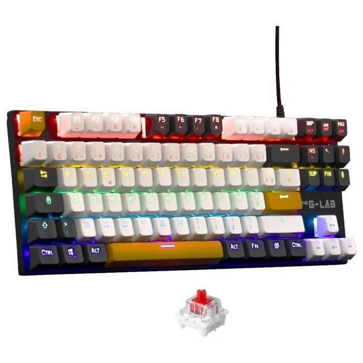 Clavier Gaming - THE G-LAB - KEYZ-MERCURY-C/FR - Mécanique - TKL - 3coloris Blanc+Noir+OrangeFR Clavier Gaming - THE G-LAB - KEYZ-MERCURY-C/FR - Mécanique - TKL - 3coloris Blanc+Noir+OrangeFR
