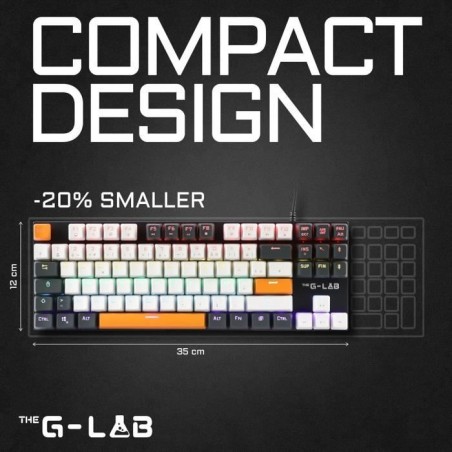 Clavier Gaming - THE G-LAB - KEYZ-MERCURY-C/FR - Mécanique - TKL - 3coloris Blanc+Noir+OrangeFR