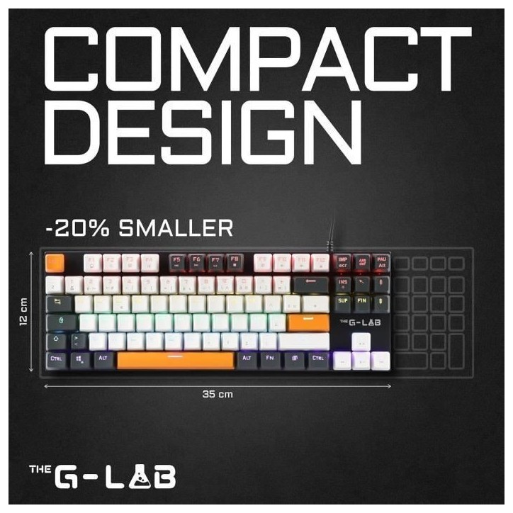 Clavier Gaming - THE G-LAB - KEYZ-MERCURY-C/FR - Mécanique - TKL - 3coloris Blanc+Noir+OrangeFR Clavier Gaming - THE G-LAB - KEYZ-MERCURY-C/FR - Mécanique - TKL - 3coloris Blanc+Noir+OrangeFR