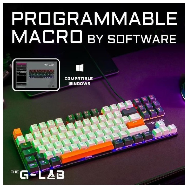 Clavier Gaming - THE G-LAB - KEYZ-MERCURY-C/FR - Mécanique - TKL - 3coloris Blanc+Noir+OrangeFR Clavier Gaming - THE G-LAB - KEYZ-MERCURY-C/FR - Mécanique - TKL - 3coloris Blanc+Noir+OrangeFR