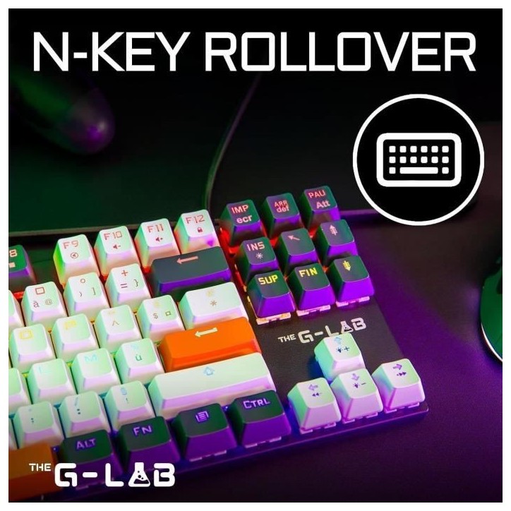 Clavier Gaming - THE G-LAB - KEYZ-MERCURY-C/FR - Mécanique - TKL - 3coloris Blanc+Noir+OrangeFR Clavier Gaming - THE G-LAB - KEYZ-MERCURY-C/FR - Mécanique - TKL - 3coloris Blanc+Noir+OrangeFR