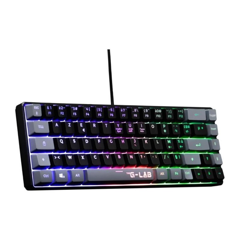 Clavier Gamer - The G-Lab - KEYZ HYDROGEN - 60% Format Compact - Rétr