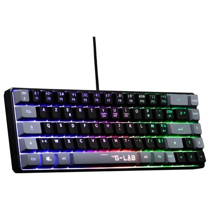 Clavier Gamer - The G-Lab - KEYZ HYDROGEN - 60% Format Compact - Rétroéclairé - Filaire - Noir/Gris Clavier Gamer - The G-Lab - KEYZ HYDROGEN - 60% Format Compact - Rétroéclairé - Filaire - Noir/Gris