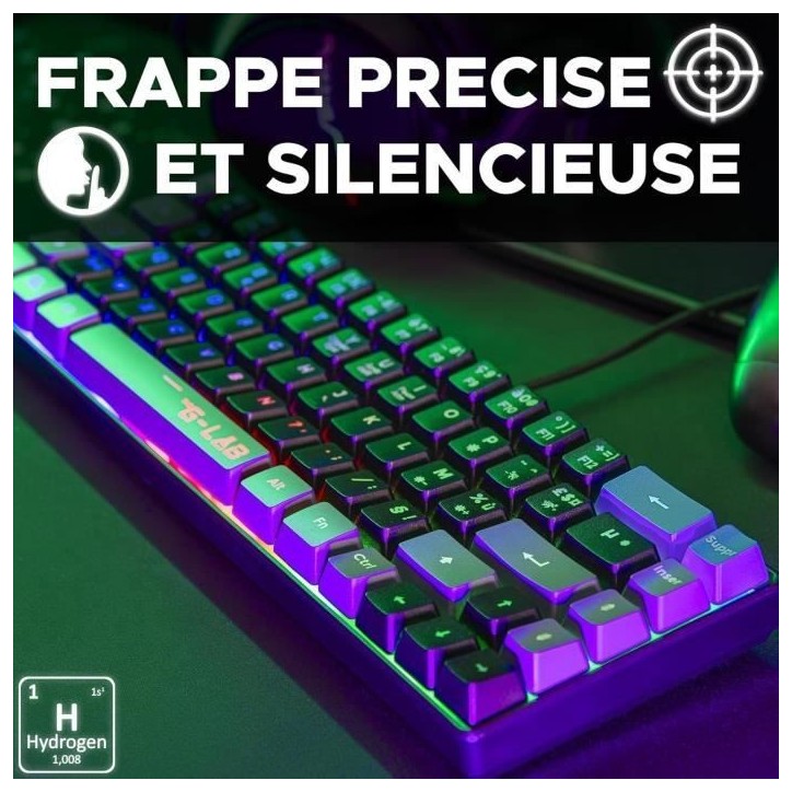 Clavier Gamer - The G-Lab - KEYZ HYDROGEN - 60% Format Compact - Rétroéclairé - Filaire - Noir/Gris Clavier Gamer - The G-Lab - KEYZ HYDROGEN - 60% Format Compact - Rétroéclairé - Filaire - Noir/Gris