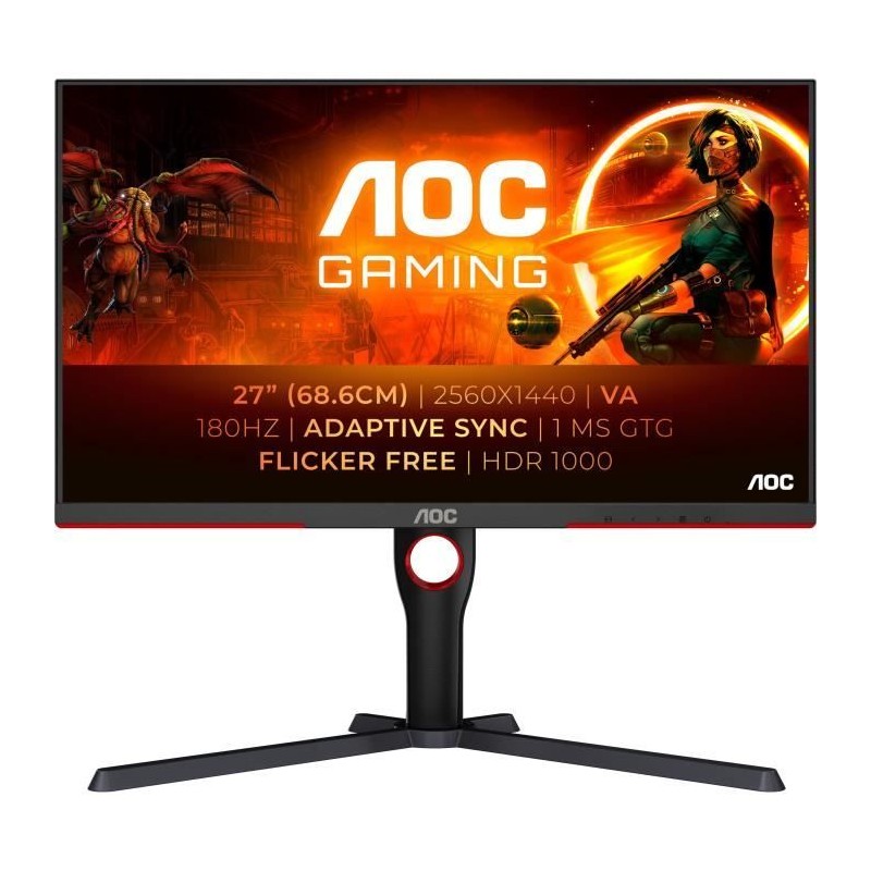 Ecran PC Gamer - AOC - 27 - QHD Mini-LED - 180Hz - Dalle Fast VA - 1ms Ecran PC Gamer - AOC - 27 - QHD Mini-LED - 180Hz - Dalle Fast VA - 1ms