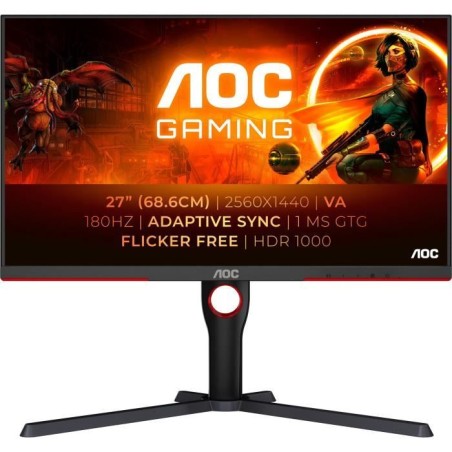 Ecran PC Gamer - AOC - 27 - QHD Mini-LED - 180Hz - Dalle Fast VA - 1ms