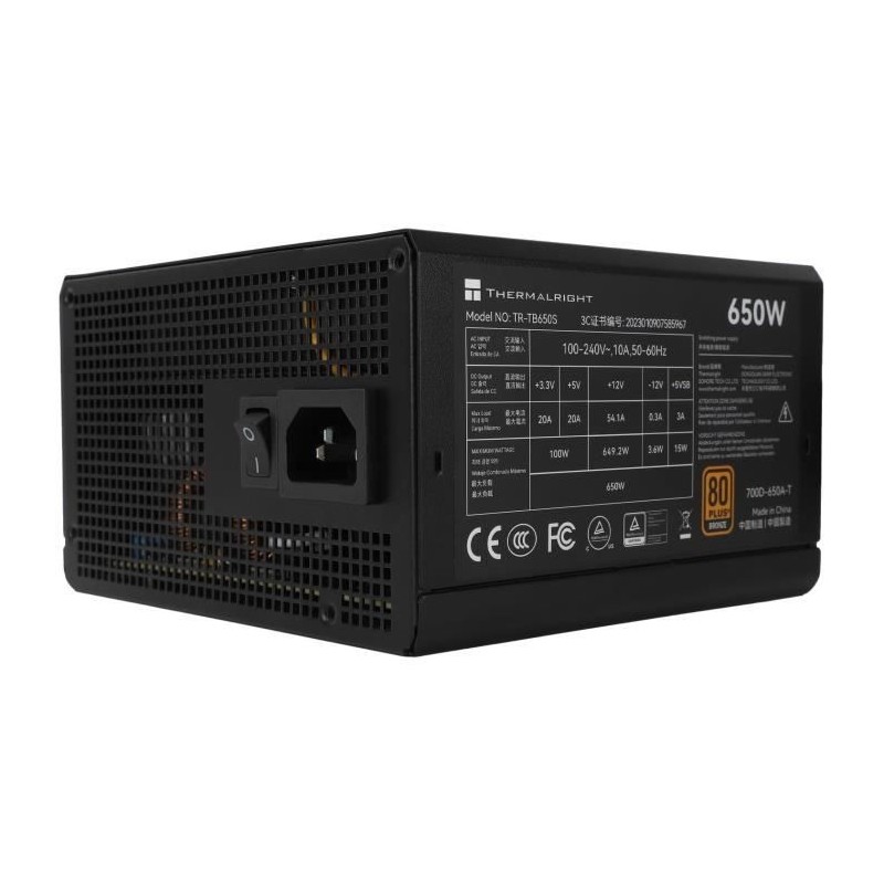 Alimentation PC - THERMALRIGHT - TB650S - 650W - 80+ Bronze - Non modu Alimentation PC - THERMALRIGHT - TB650S - 650W - 80+ Bronze - Non modu