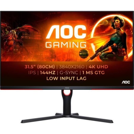 Ecran PC Gamer - AOC - 31,5 - UHD - 144Hz - Dalle Fast IPS - 1ms - Aju