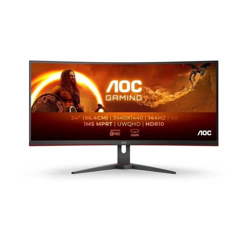Ecran PC Gamer Incurvé - AOC - 34 - UWQHD - 144Hz - Dalle VA - 4ms - Ecran PC Gamer Incurvé - AOC - 34 - UWQHD - 144Hz - Dalle VA - 4ms -
