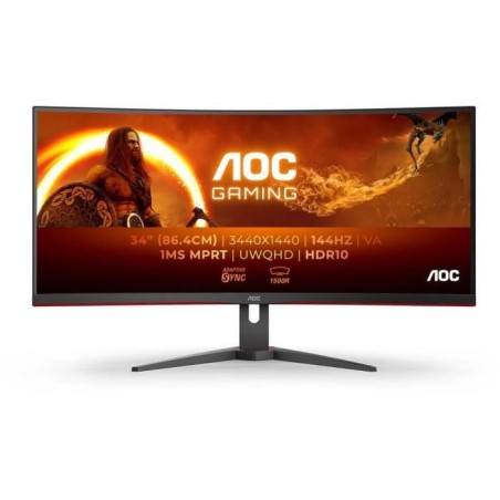 Ecran PC Gamer Incurvé - AOC - 34 - UWQHD - 144Hz - Dalle VA - 4ms -