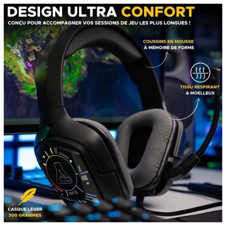 Casque Gamer Filaire - The G-Lab - KORP COBALT 7.1 - Son 7.1 Surround - USB - RGB