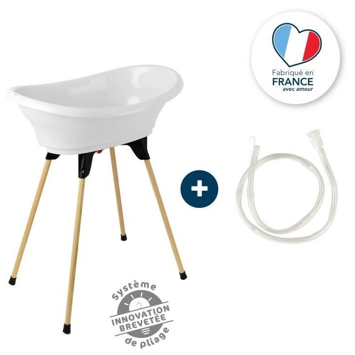 Kit baignoire VASCO Blanc Muguet : baignoire + pieds + tuyau de vidange - THERMOBABY Kit baignoire VASCO Blanc Muguet : baignoire + pieds + tuyau de vidange - THERMOBABY
