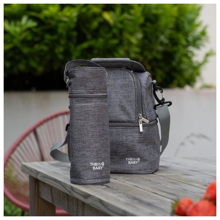 Porte biberon THERMOBABY - isotherme - gris chiné Porte biberon THERMOBABY - isotherme - gris chiné