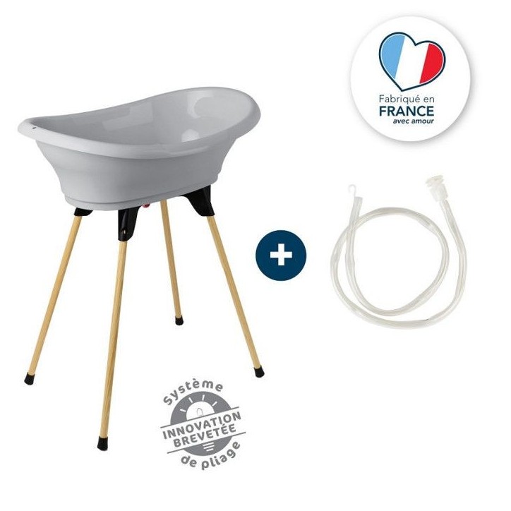 THERMOBABY Kit baignoire VASCO Gris charme : baignoire + pieds + tuyau de vidange THERMOBABY Kit baignoire VASCO Gris charme : baignoire + pieds + tuyau de vidange