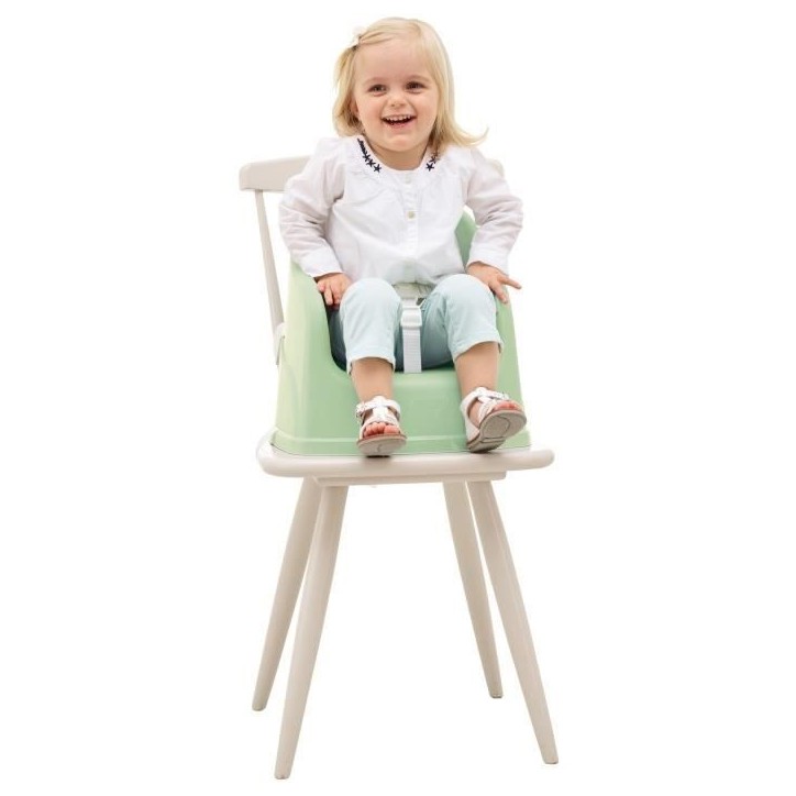 Rehausseur de chaise THERMOBABY Tudi - de 6 a 36 mois - Harnais de sécurité 3 points - Vert céladon Rehausseur de chaise THERMOBABY Tudi - de 6 a 36 mois - Harnais de sécurité 3 points - Vert céladon