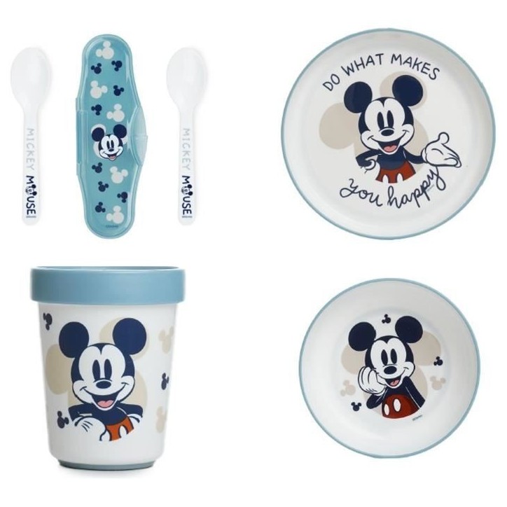 Pack repas 2eme âge THERMOBABY MICKEY Assiette + gobelet + bol + set de 2 cuilleres
