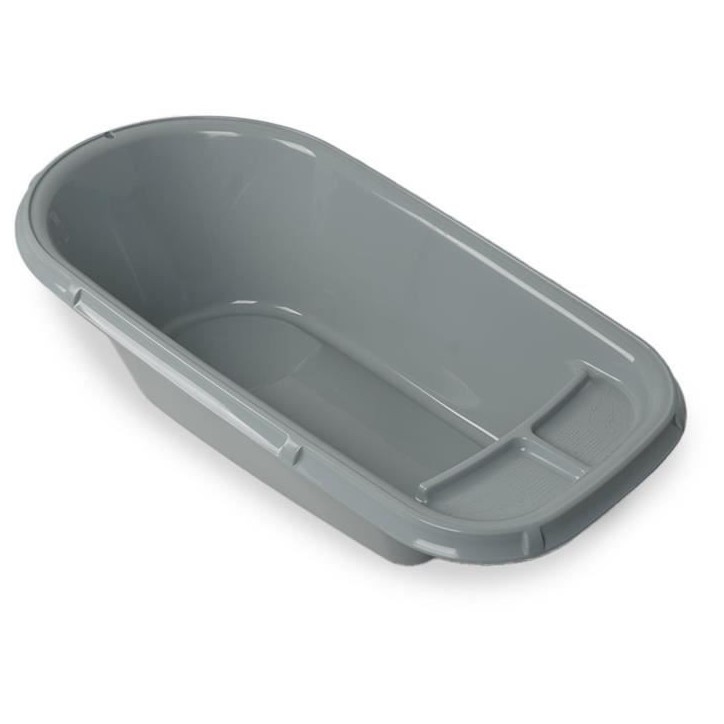 Baignoire bébé - THERMOBABY - Luxe Gris Charme - Taille adaptée - Stable et robuste - Bouchon de vidange