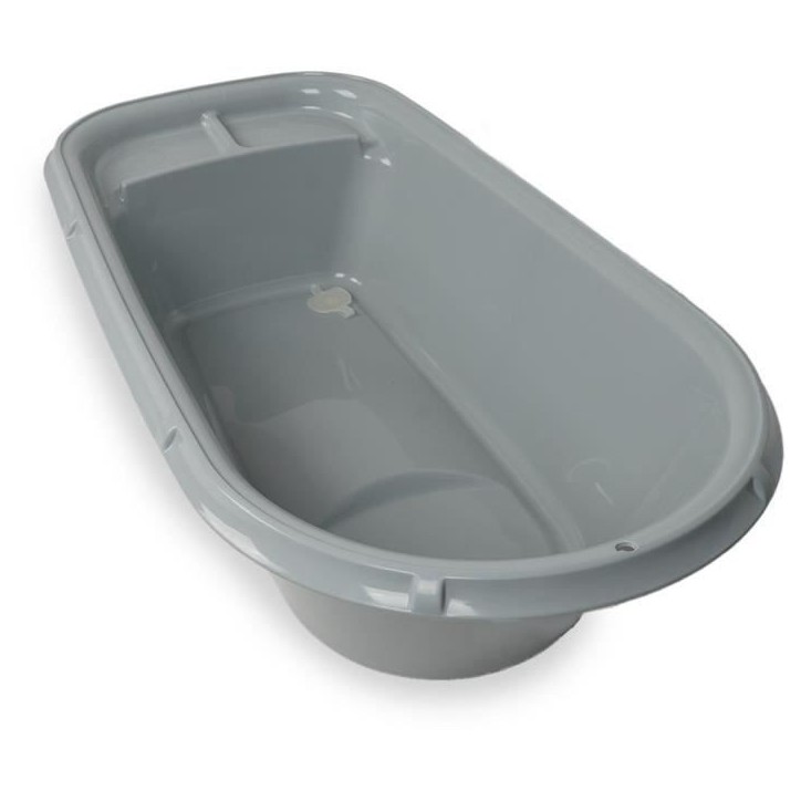 Baignoire bébé - THERMOBABY - Luxe Gris Charme - Taille adaptée - Stable et robuste - Bouchon de vidange