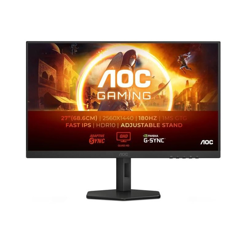 Ecran PC Gamer - AOC - 27 - QHD - 180Hz - Dalle Fast IPS - 1ms - Ajust