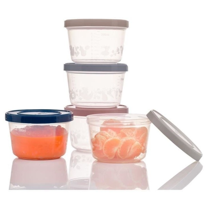 Lot de 5 boîtes de conservation - THERMOBABY - 250 ml - Hermétiques et sans BPA Lot de 5 boîtes de conservation - THERMOBABY - 250 ml - Hermétiques et sans BPA