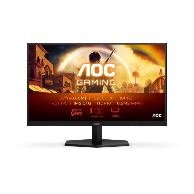 Ecran PC Gamer - AOC - 27 - FHD - 180Hz - Dalle Fast IPS - 0,5ms - Aju