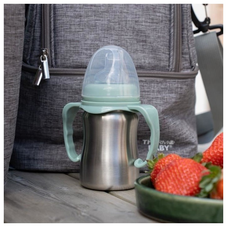 Tasse d'apprentissage - THERMOBABY - Inox - 180 ml - Vert Cactus - Ergonomique et anti-fuites Tasse d'apprentissage - THERMOBABY - Inox - 180 ml - Vert Cactus - Ergonomique et anti-fuites