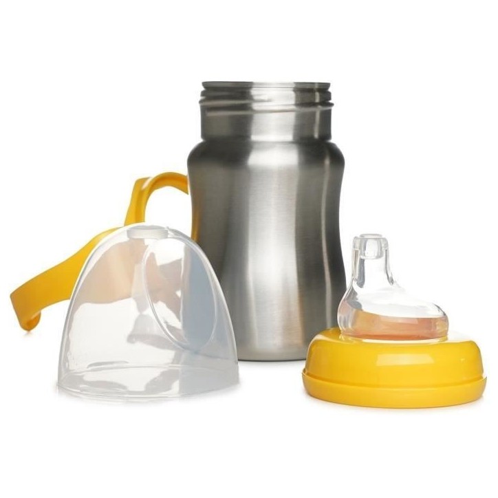 Tasse d'apprentissage - THERMOBABY - Inox - 180 ml - Jaune Mangue - Ergonomique et anti-fuites Tasse d'apprentissage - THERMOBABY - Inox - 180 ml - Jaune Mangue - Ergonomique et anti-fuites