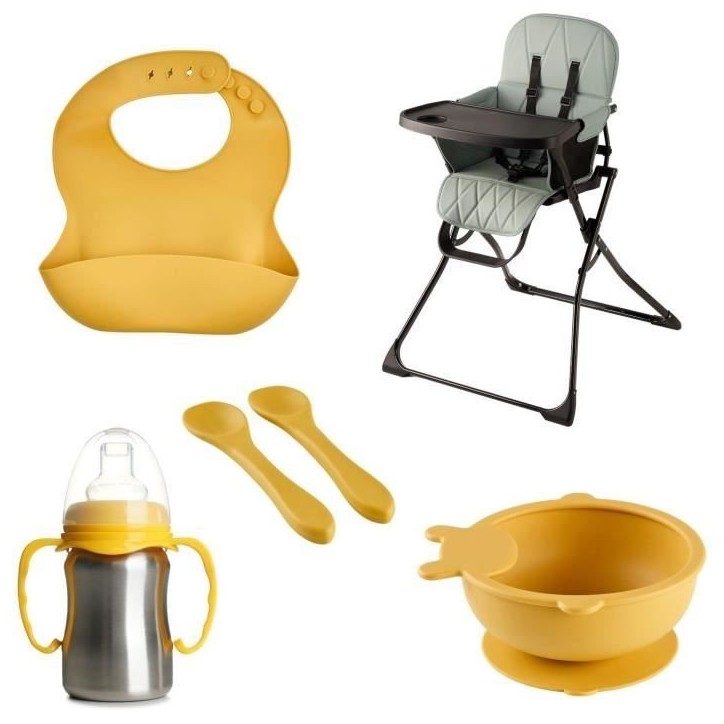 Pack chaise haute pliable - THERMOBABY - HANDY - Kit repas complet et design