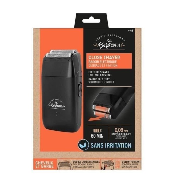 Rasoir électrique THE BARB' XPERT 6015 - Dégradés et finitions doubles - Lames flexibles et moteur puissant - Sans irritation Rasoir électrique THE BARB' XPERT 6015 - Dégradés et finitions doubles - Lames flexibles et moteur puissant - Sans irritation