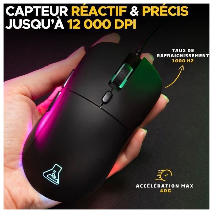 Souris Gamer filaire - The G-Lab - KULT-COBALT - RGB - 12800 DPI - Noir