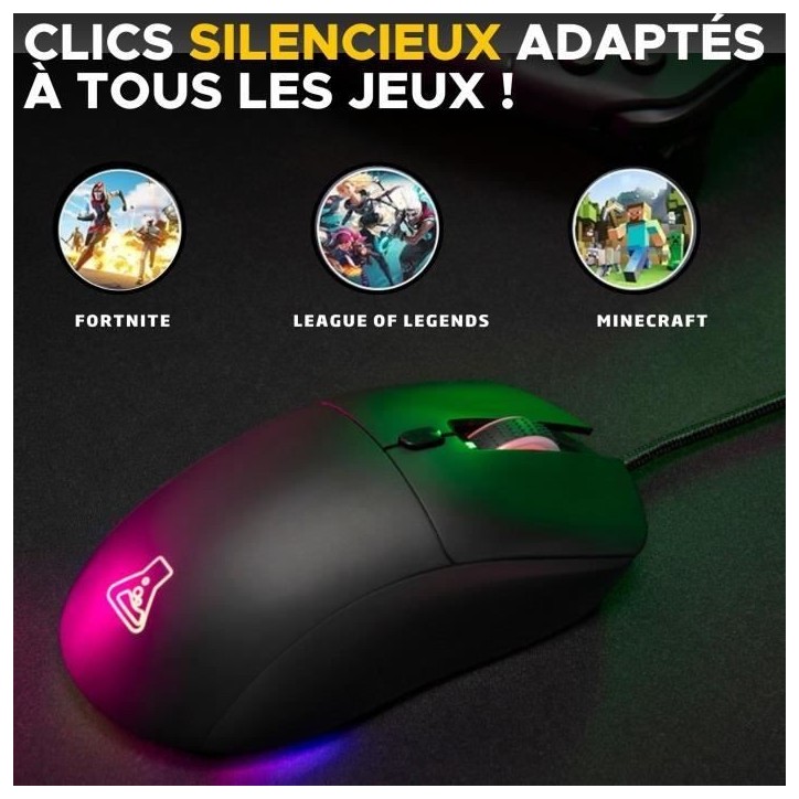 Souris Gamer filaire - The G-Lab - KULT-COBALT - RGB - 12800 DPI - Noir
