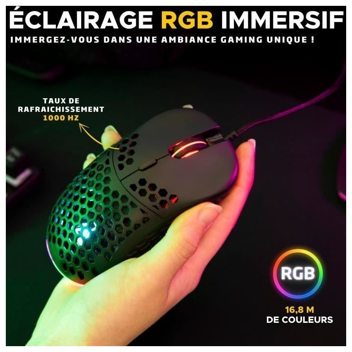 Souris Gamer filaire - The G-Lab - KULT-OXYGEN - RGB - 12800 DPI - Noir Souris Gamer filaire - The G-Lab - KULT-OXYGEN - RGB - 12800 DPI - Noir