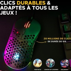 Souris Gamer filaire - The G-Lab - KULT-OXYGEN - RGB - 12800 DPI - Noi